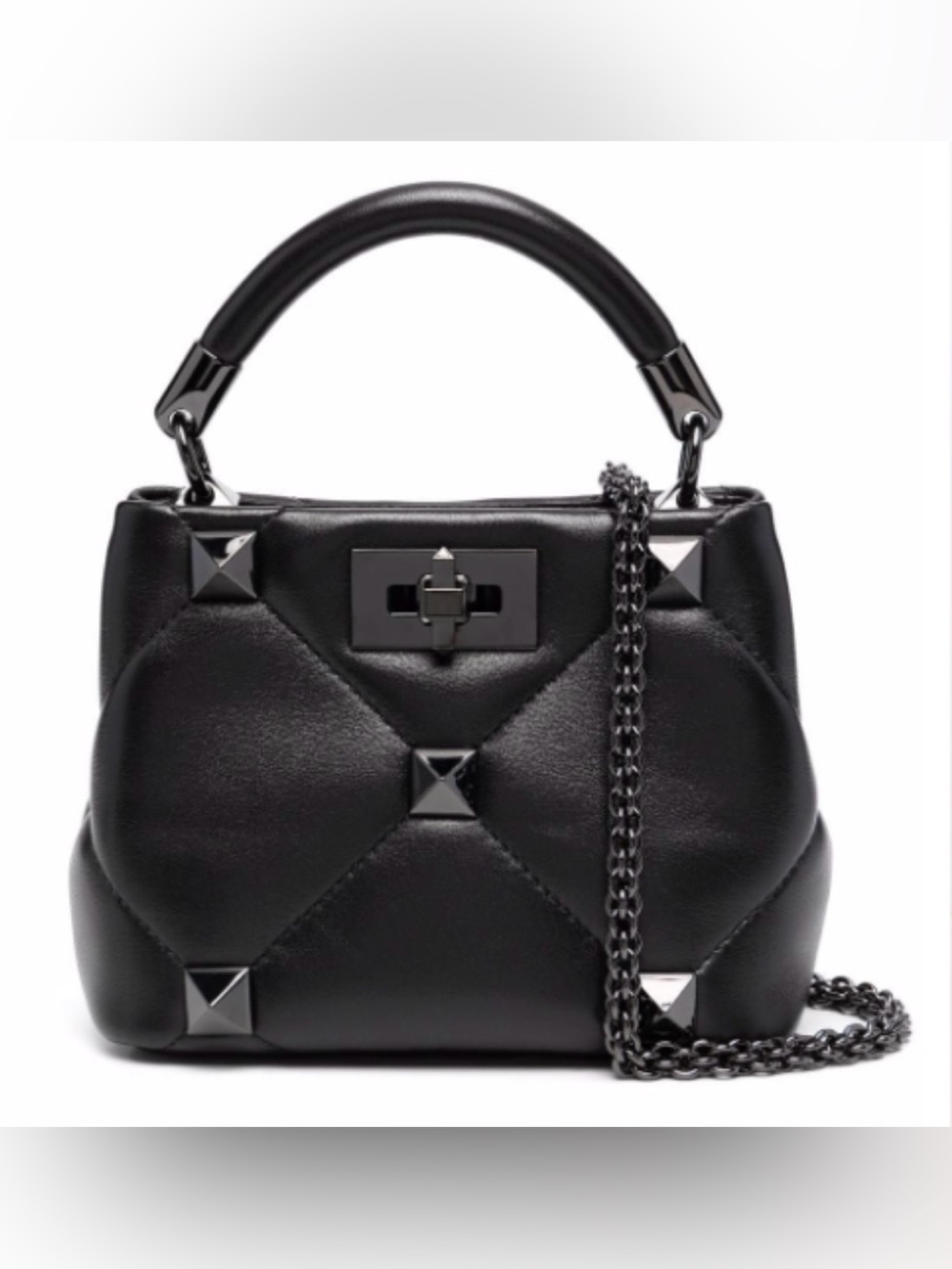 VALENTINO STUD QUILTED LEATHER SHOULDER BAG